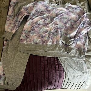 Splendid Purple and Gray Tie-Dye Pajama Set